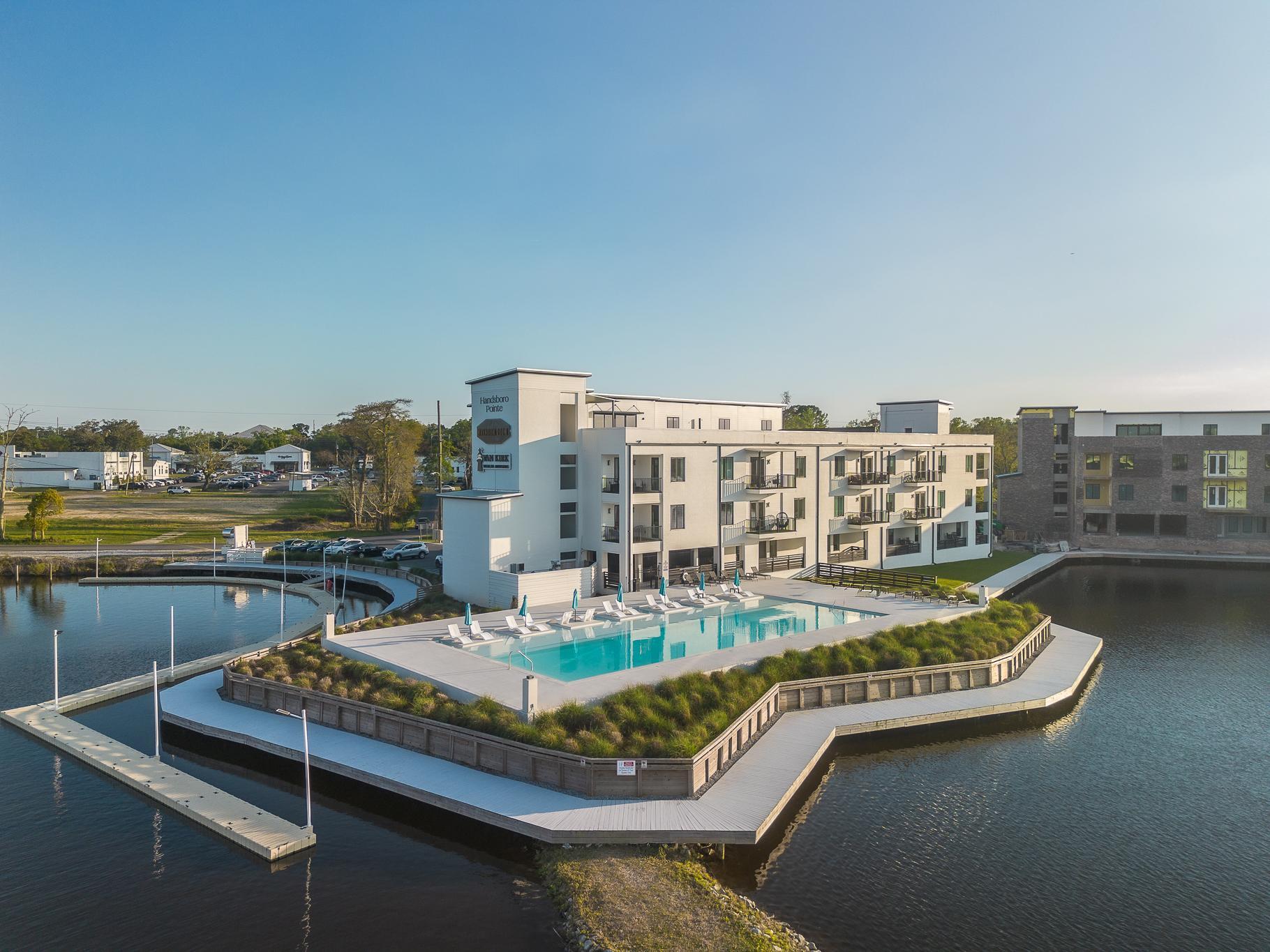 Handsboro Pointe exterior and waterfront setting